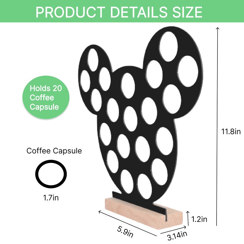 JANESVISSY K Cup Holder, Interesting Coffee Bar Accessories and coffee Storage Organizer,Classic black design, Home or Office kitchen k cup organizer accessories,Compatible with 20 Coffee Pods - Image 2