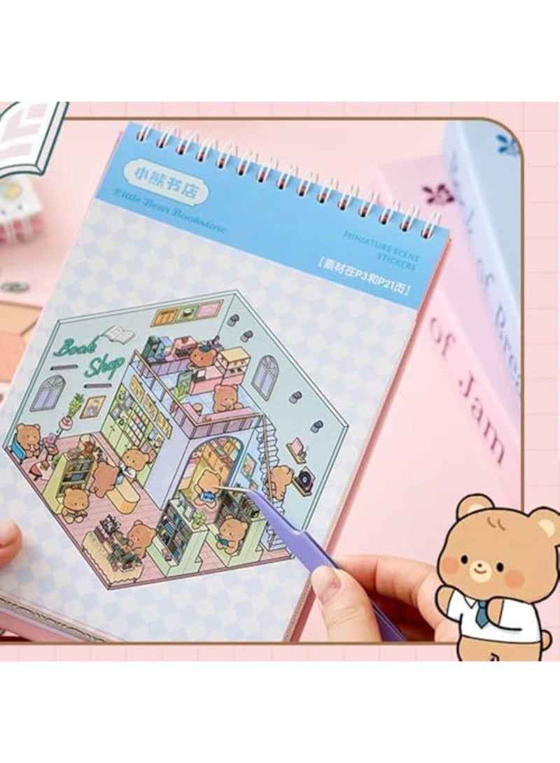 SYOSI 20 Sets 3D Sticker Scene Book - DIY Therapy Sticker Set for Adults & Kids with 29 Reusable Stickers, 20 Backdrops & Tweezers - Creative Stress Relief Activity for Home, Office - Image 4