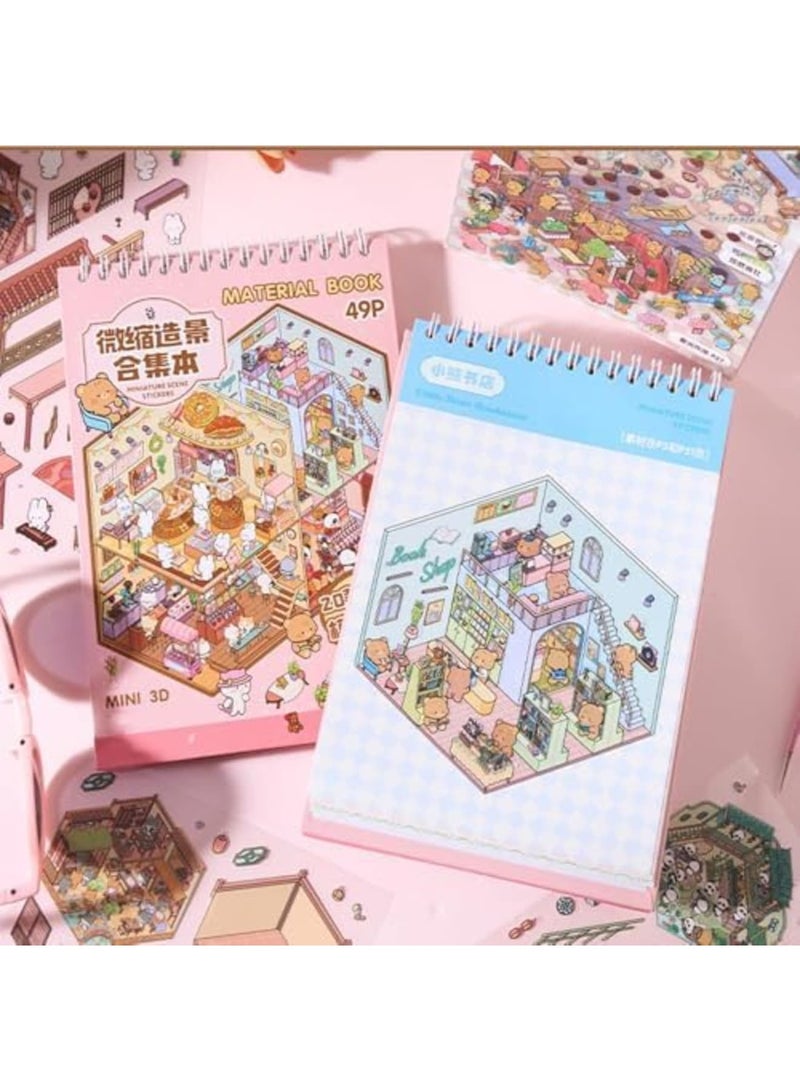 SYOSI 20 Sets 3D Sticker Scene Book - DIY Therapy Sticker Set for Adults & Kids with 29 Reusable Stickers, 20 Backdrops & Tweezers - Creative Stress Relief Activity for Home, Office - Image 5