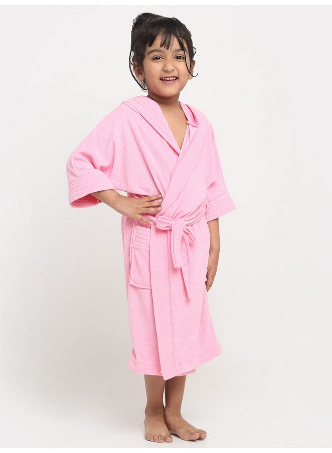 CREEVA Premium Melodious Unisex Hooded Children's Bathrobe - Cozy and Absorbent Robe with Adjustable Belt and Pocket for Kids Ages 12-13 Years (Baby Pink) - Image 4