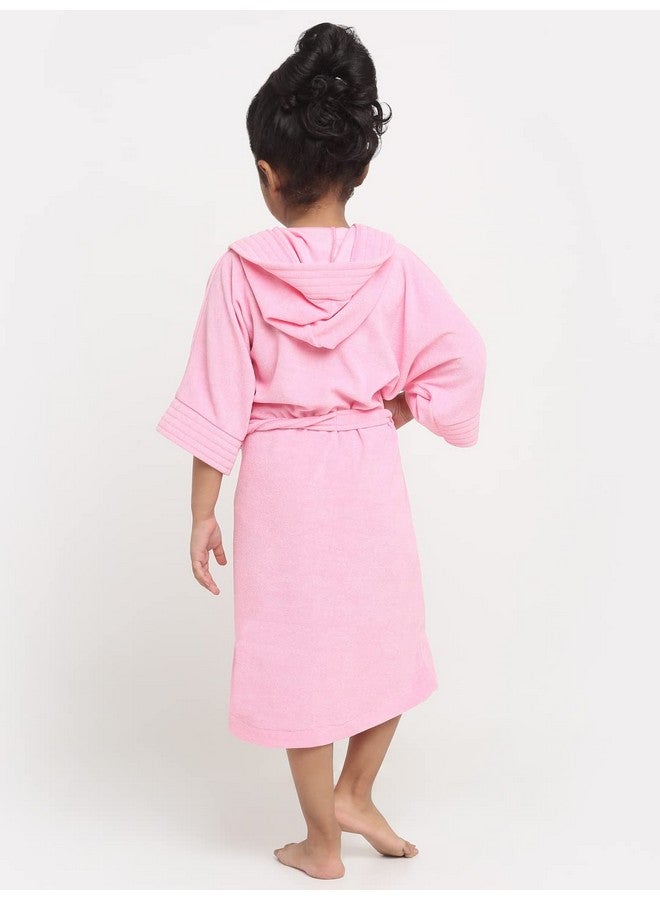 CREEVA Premium Melodious Unisex Hooded Children's Bathrobe - Cozy and Absorbent Robe with Adjustable Belt and Pocket for Kids Ages 12-13 Years (Baby Pink) - Image 3