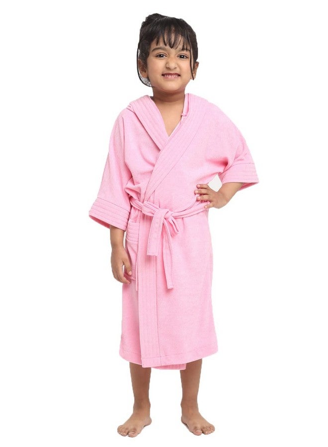 CREEVA Premium Melodious Unisex Hooded Children's Bathrobe - Cozy and Absorbent Robe with Adjustable Belt and Pocket for Kids Ages 12-13 Years (Baby Pink) - Image 1