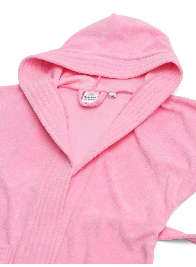 CREEVA Premium Melodious Unisex Hooded Children's Bathrobe - Cozy and Absorbent Robe with Adjustable Belt and Pocket for Kids Ages 12-13 Years (Baby Pink) - Image 5
