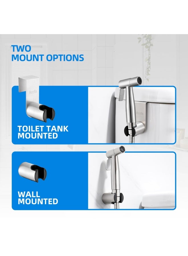 Handheld Bidet Sprayer For Toilet Adjustable Water Pressure Control With Bidet Hose For Feminine Wash Stainless Steel Brushed Nickel Cloth Diaper Bidet Toilet Sprayer For Baby Wash  - Image 4
