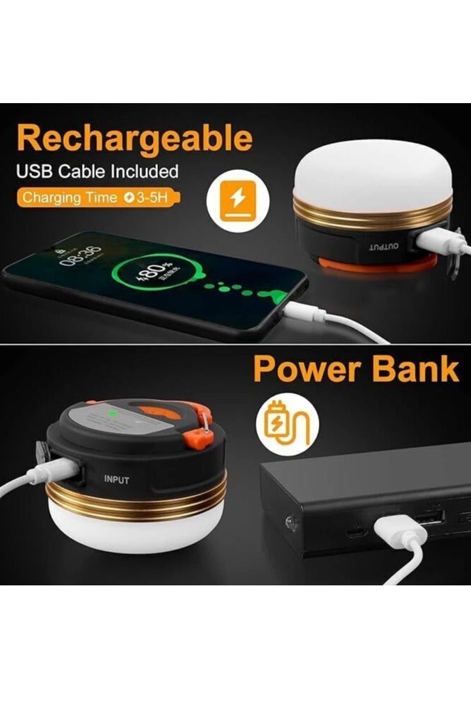 كيو لايت مصباح تخييم LED قابل لإعادة الشحن ومحمول، 300 لومن، 3 أوضاع إضاءة، بنك طاقة 1800 مللي أمبير/ساعة، مع قاعدة مغناطيسية، مصباح تخييم كهربائي للتخييم/المشي لمسافات طويلة/صيد الأسماك/الأعاصير/الطوارئ - Image 2