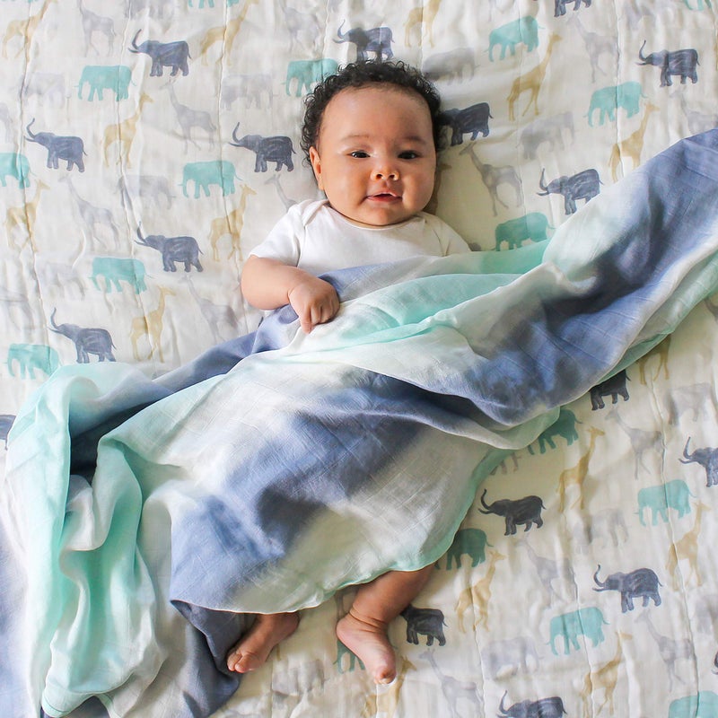 aden + anais Silky Soft Dream Blanket, 100% Viscose Bamboo Muslin Baby Blankets for Girls & Boys, Nursery Crib Blanket, Shower & Registry Gift, Expedition Elephants and Giraffes - Image 3