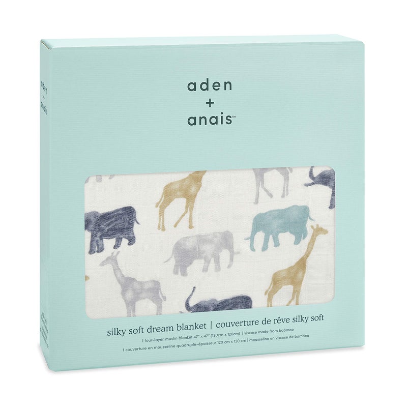 aden + anais Silky Soft Dream Blanket, 100% Viscose Bamboo Muslin Baby Blankets for Girls & Boys, Nursery Crib Blanket, Shower & Registry Gift, Expedition Elephants and Giraffes - Image 2