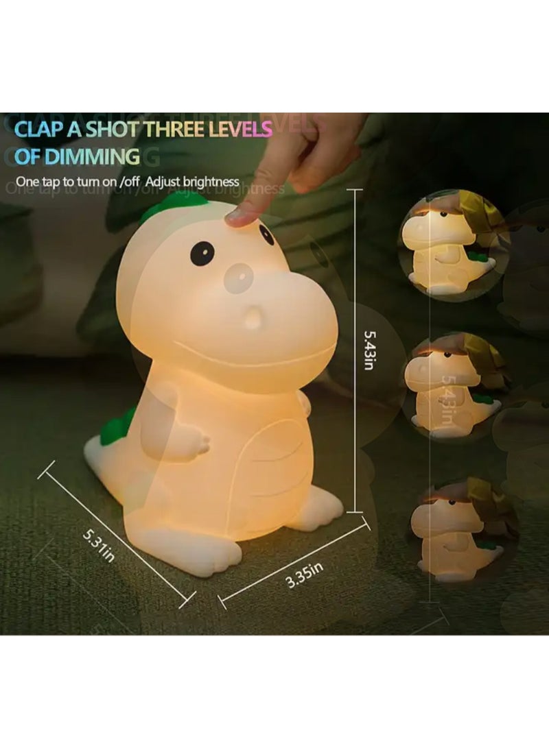 Dinosaur night light 7 Colour Changing Portable USB Chargeable Battery Night Lights for Bedroom Silicone made, works by tapping Cute dinosaur table lamp - Image 4