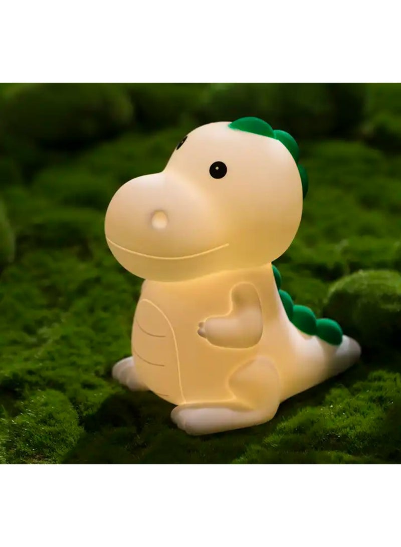 Dinosaur night light 7 Colour Changing Portable USB Chargeable Battery Night Lights for Bedroom Silicone made, works by tapping Cute dinosaur table lamp - Image 1
