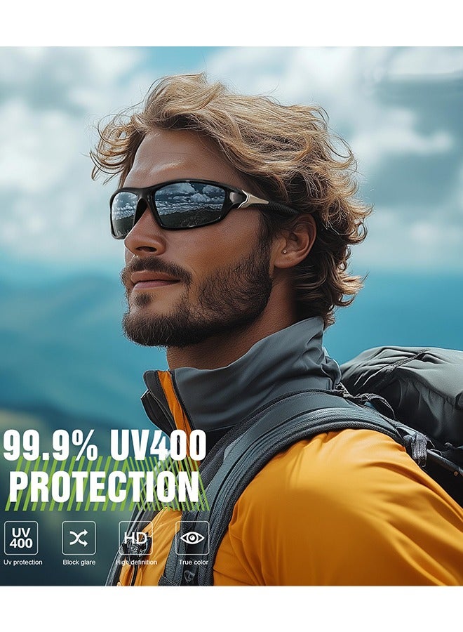 Sports Sunglasses Polarized For Mens Womens Driving Fishing Running Wrap Around Sun Glasses Unbreakable Frame Goggles with Glasses rope Strap UV Protection 3 Pack - Image 2