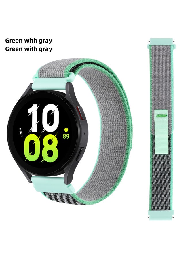 For Samsung Watch4/5/6 Strap Huawei Gt2/3 Strap 20mm/mm22 Wild Diameter Nylon Loop Strap-Color:8# Green With Gray-Specifications:22mm  - Image 1