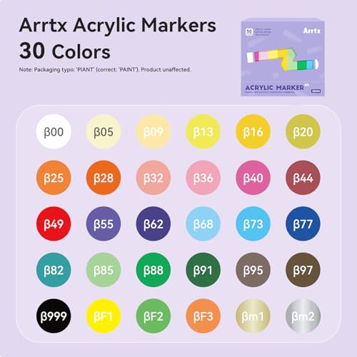 Arrtx 30 Color Acrylic Jumbo Markers 15mm Jumbo Felt Tip Acrylic Paint Pens for Rock Painting Stone Glass Easter Egg Wood and Fabric PaintingAcrylic Markers DIY Crafts Making Art Supplies - Image 3