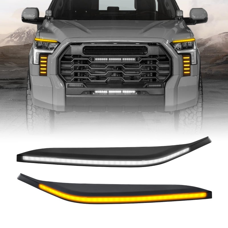 TBHOO LED Daytime Running Lights For 2022 2023 2024 2025 2026 Toyota Tundra CrewMax SR SR5 Limited Fog Light Headlights DRL Assemblies Replacement black lens DRL3 - Image 2