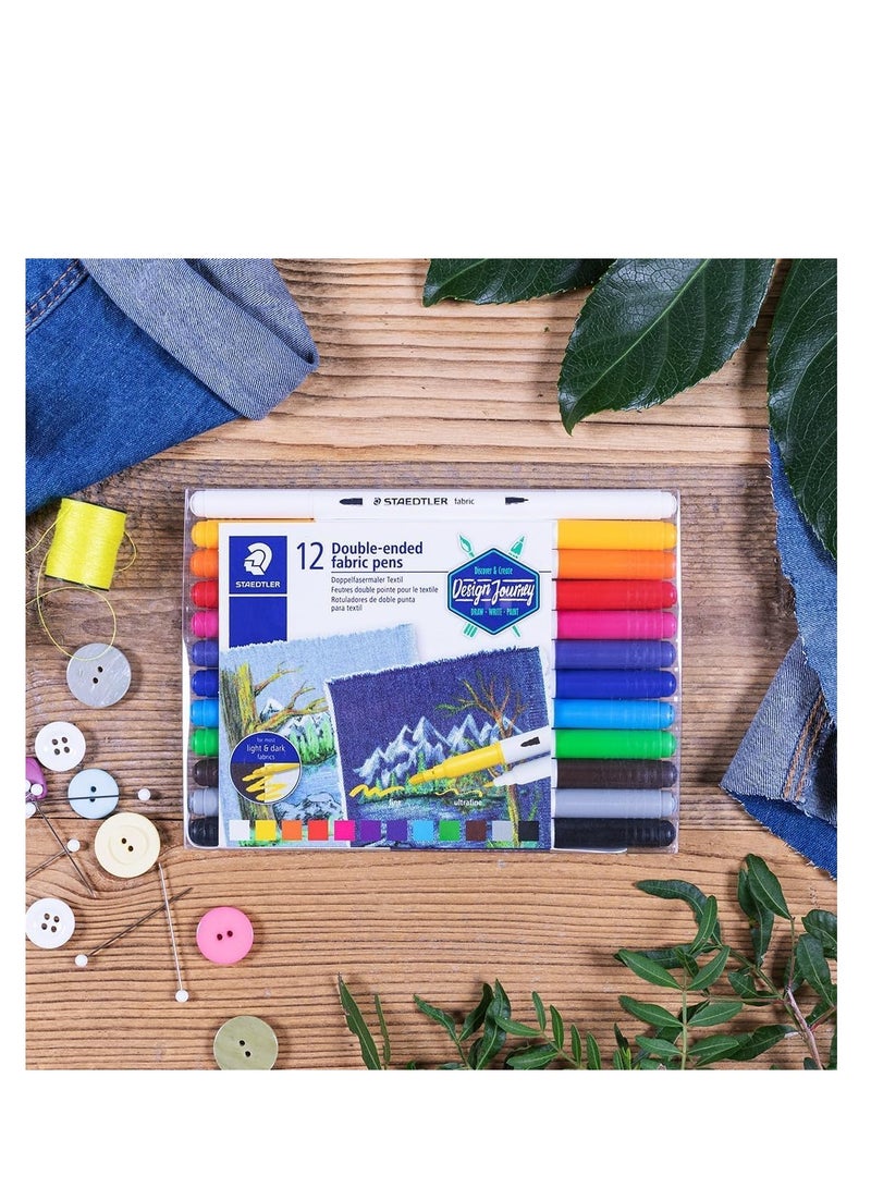 STAEDTLER Staedtler double ended fabric markers decorate t-shirts, pillows shoes and more 12 assorted colors 3190 TB12 - Image 2