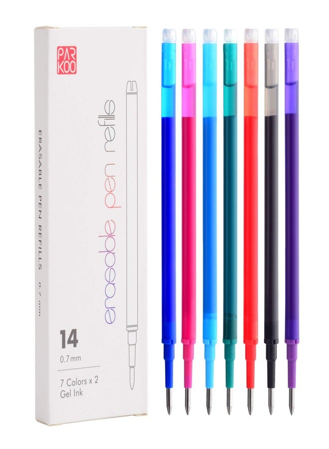 ParKoo Gel Ink Refills Compatible with FriXion and Friction Erasable Gel Pens, Fine Point 0.7 mm, 7 Colors, Pack of 14 - Image 2