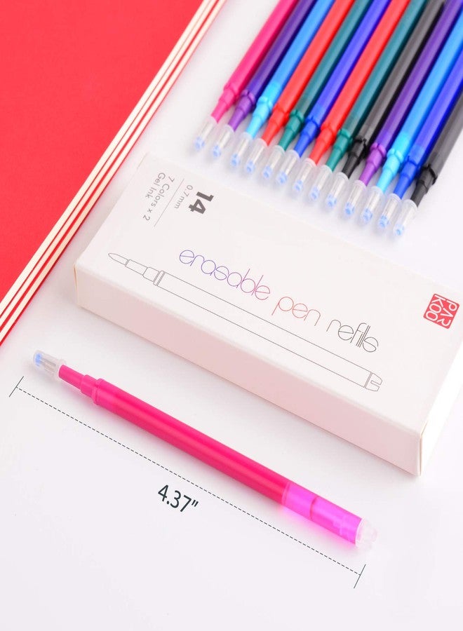 ParKoo Gel Ink Refills Compatible with FriXion and Friction Erasable Gel Pens, Fine Point 0.7 mm, 7 Colors, Pack of 14 - Image 3