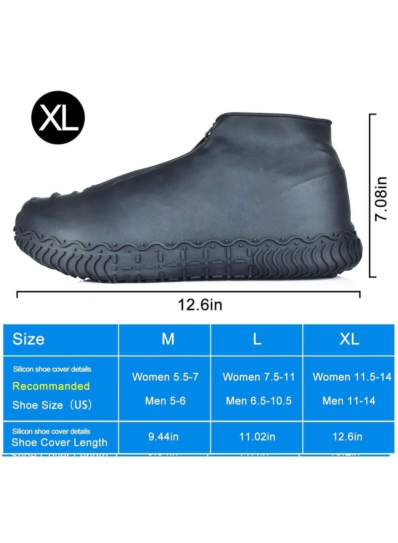 Silicone Shoe Covers, Upgrade Reusable Overshoes with Zipper, Resistant Rain Boots Non-Slip Washable Protection for Women, Men (XL (Women 11.5-14, Men 11-14) (Color : Black) - Image 2