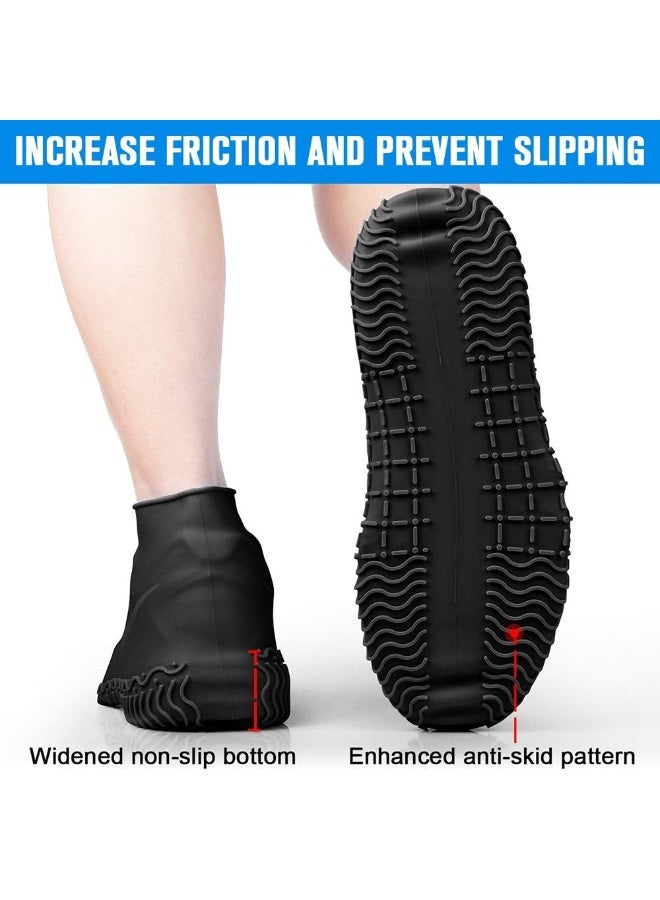 Silicone Shoe Covers, Upgrade Reusable Overshoes with Zipper, Resistant Rain Boots Non-Slip Washable Protection for Women, Men (XL (Women 11.5-14, Men 11-14) (Color : Black) - Image 4