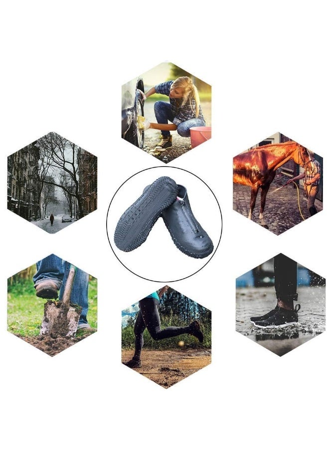 Silicone Shoe Covers, Upgrade Reusable Overshoes with Zipper, Resistant Rain Boots Non-Slip Washable Protection for Women, Men (XL (Women 11.5-14, Men 11-14) (Color : Black) - Image 5