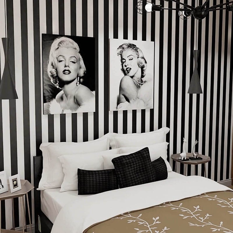 Qianglive 17.3â€x120â€ Black and White Striped Wallpaper Peel and Stick Wallpaper Self-Adhesive Removable Waterproof Wall Paper for Walls Modern Vinyl Film - Image 4