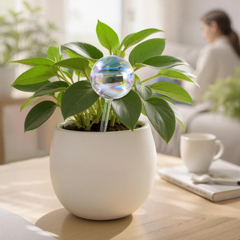 Soilagua Extra-Thick Clear Glass Plant Watering Globes, Rainbow Gradient Self Watering Globes, Automatic Plant Waterer, Self Watering Planter Insert Spikes Devices for Everyday or Vacation Use, 2-Pack - Image 2