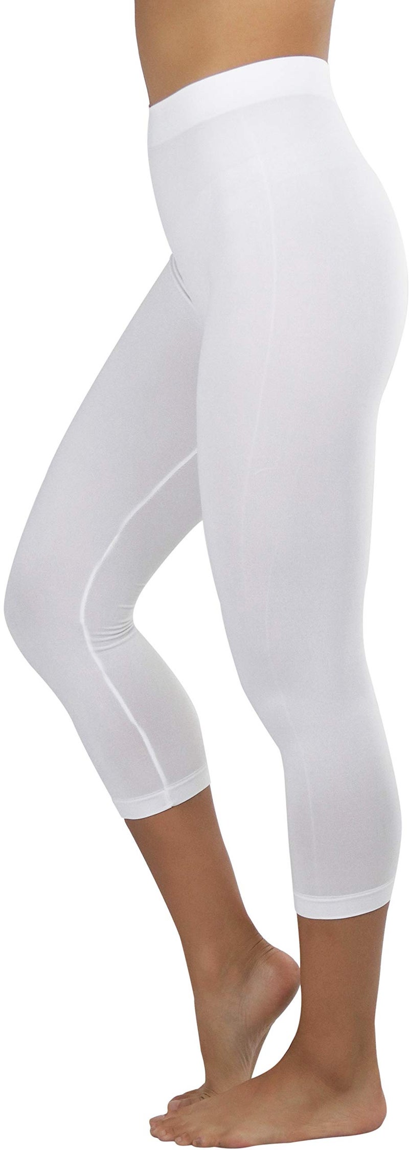 ToBeInStyle Women's Seamless Capri Leggings - White - One Size Regular - Image 3