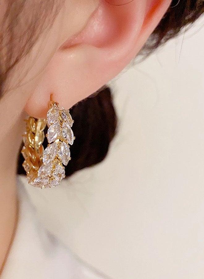 Women's Gold-Plated Hoop Earrings, White Zircon Statement Hoop Earrings for Ladies, Perfect for Daily & Party Wear in Middle East - Image 2