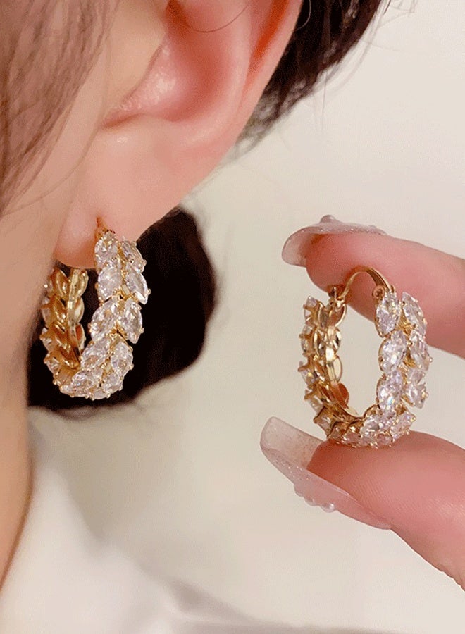 Women's Gold-Plated Hoop Earrings, White Zircon Statement Hoop Earrings for Ladies, Perfect for Daily & Party Wear in Middle East - Image 4