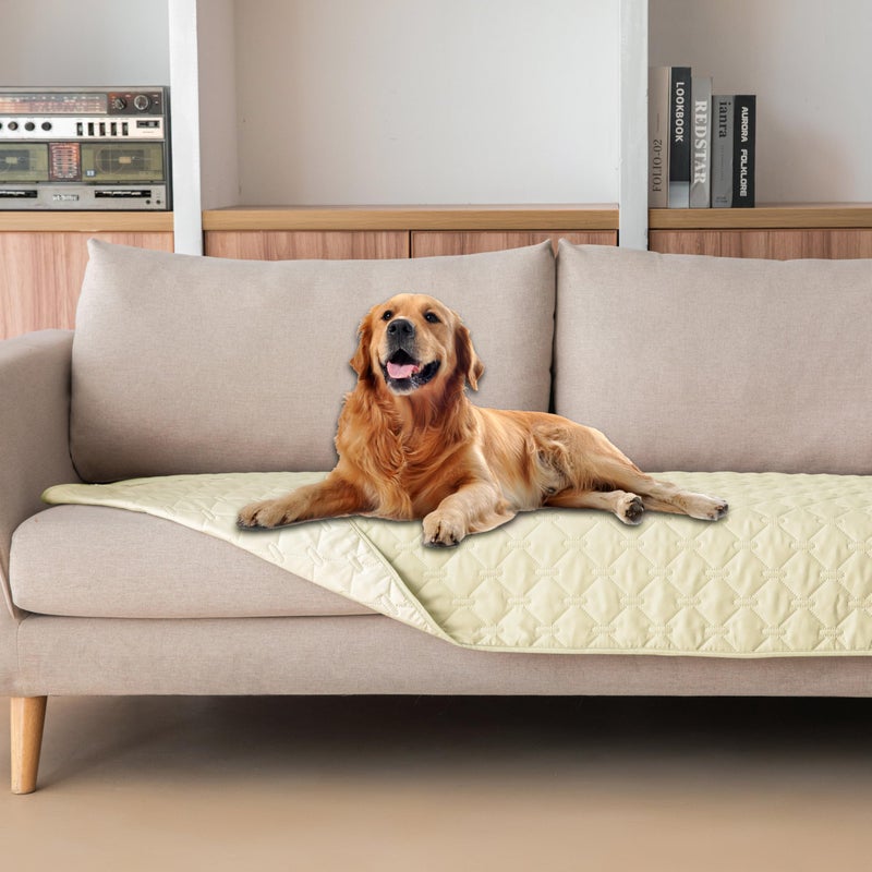 gogobunny 100% Double-Sided Waterproof Dog Bed Cover Pet Blanket Sofa Couch Furniture Protector for Puppy Large Dog Cat, Reversible (30x70 Inch (Pack of 1), Dark Cream/Light Cream) - Image 1