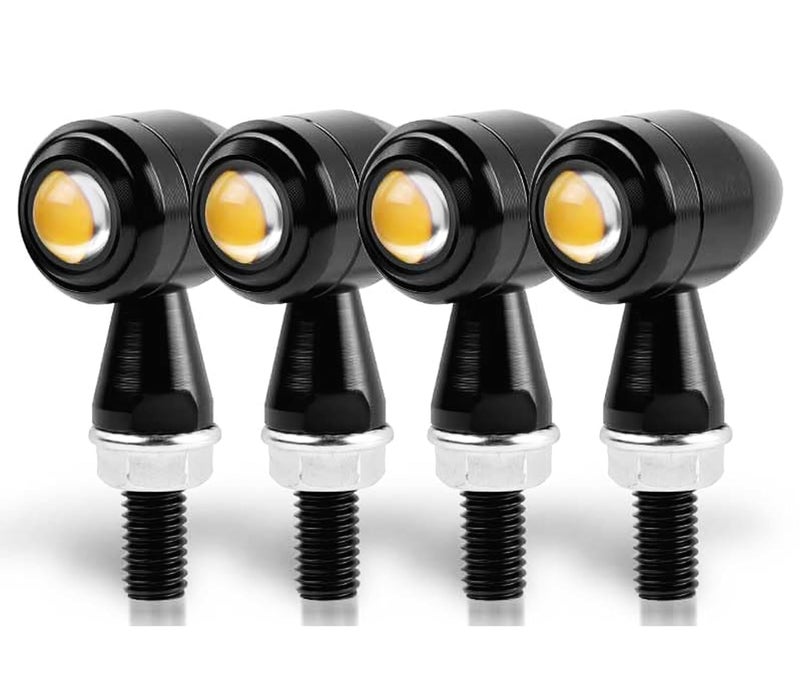 Ramanta ضوء مؤشر الدراجة شكل رصاصة من الألمنيوم / مؤشر نفاث لإشارات الانعطاف للدراجة النارية LED وميض صغير أمامي وخلفي متوافق مع الدراجة النارية (مجموعة من 4، برتقالي) - Image 1