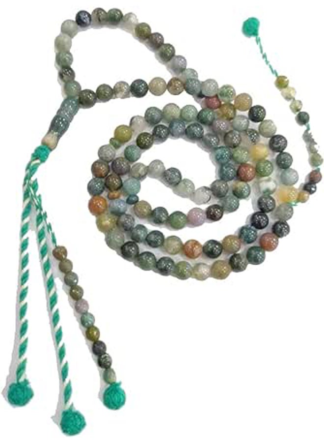 Generic 99 Beads Unisex Natural Moss Agate Rosary (Multicolor) 