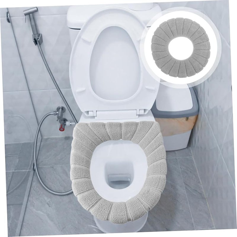 غطاء مقعد مرحاض رمادي سميك قابل للغسل محمول قابل لإعادة الاستخدام سهل التركيب - Image 3