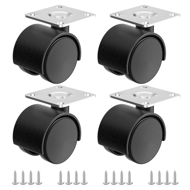 ANDUTEES 15 Inch Furniture Caster Wheels Plastic Casters Set of 4 Plate Swivel Nylon Small Casters for Carts Furniture Baby Bed Kitchen Cabinet Table with Stainless Steel Screws - Image 2