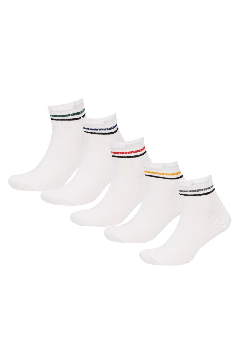 DeFacto White Man Man 5 Piece Cotton Socks Casual - Image 1