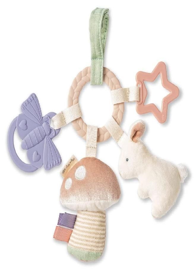 Itzy Ritzy - Itzy Ritzy Teething Activity Toy - Bitzy Busy Ring Features Braided Teething Ring and Dangling Toys; Includes Teether, Textured Ribbons, Crinkle Sound & Jingle Bell, Bunny - Image 1