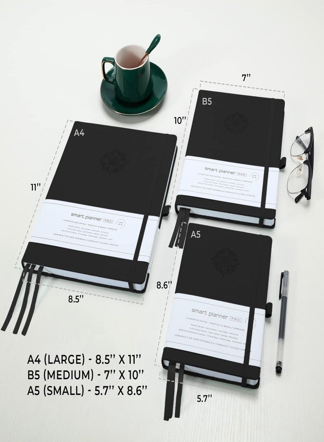 Smart Planner Pro - Undated Daily Planner - Small A5 - Achieve Goals & Increase Productivity - Weekly, Monthly, Work Sections, Organizer Diary with Back Pocket, 3 Satin Bookmarks & Pen Holder - Image 2