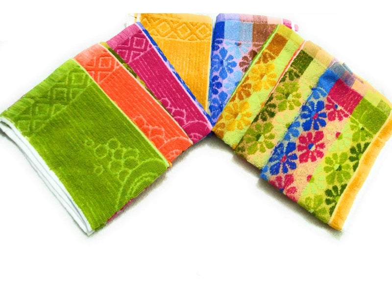 Cotton Colors Cotton Colors Floral Design Hand Towels (Medium, Multicolor, Pack of 8)_t026  - Image 1
