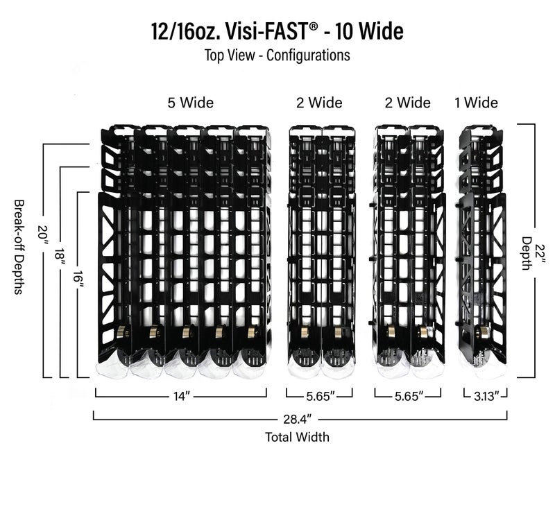 Display Technologies Visi-FAST Spring Push Drink Dispenser, Refrigerator Organizers and Storage for 12/16 oz Beverages, Bottles, and Cans, Drink Dispenser for Fridge, Commercial and Home, (Pack of 1) - Image 2