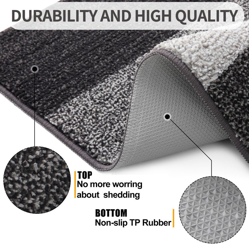 Kitinjoy Indoor Outdoor Door Mat, 59x20 Non-Slip Absorbent Dirt Trapper, Low-Profile Washable Inside Entrance Front Floor Mat, Sturdy Soft Entry Doormats for Entryway, Grey - Image 3