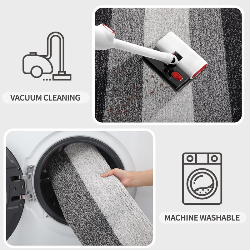Kitinjoy Indoor Outdoor Door Mat, 59x20 Non-Slip Absorbent Dirt Trapper, Low-Profile Washable Inside Entrance Front Floor Mat, Sturdy Soft Entry Doormats for Entryway, Grey - Image 5