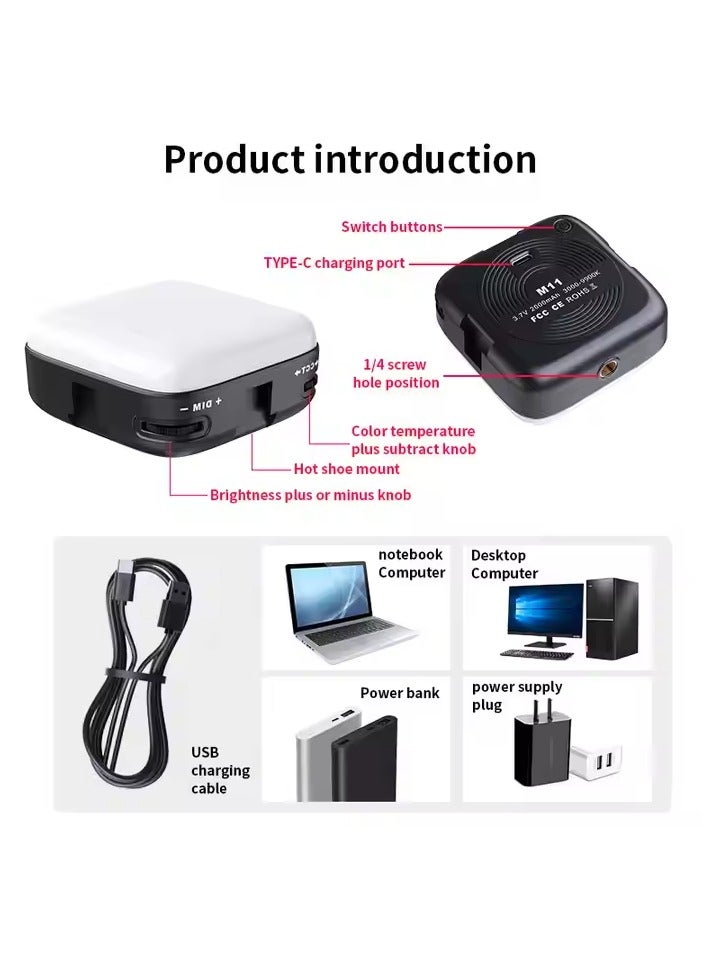 مصباح حلقة M11 الاحترافي 360 حلقة ضوء مصباح مشبك للهاتف أبيض و RGB ضوء - Image 3