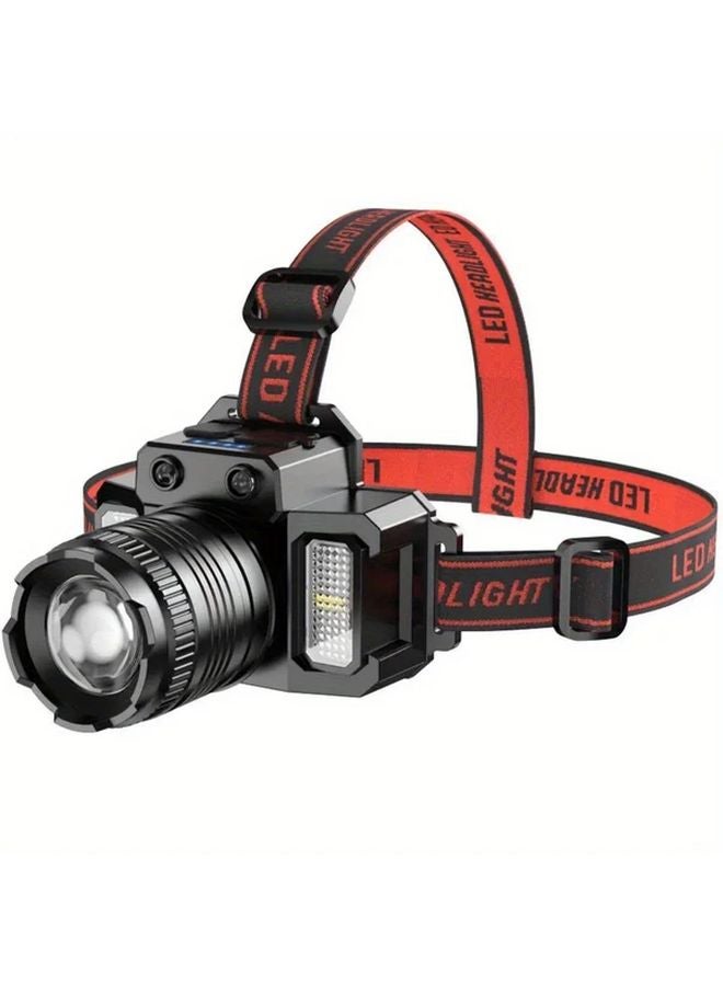 LED Sensing Headlamp COB Floodlight 360 Illumination Rechargeable USB Black - Image 1