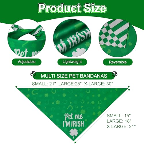 Agroon St. Patrick's Day Dog Bandanas Large 2PCS, 4 Pattern Green Scarf for Boy and Girl, Triangle Reversible Bibs Breed for Puppy Pets - Image 2