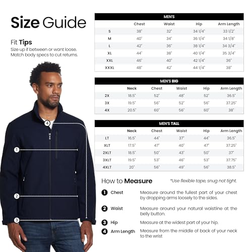 Weatherproof Men's Softshell Jacket for Men, Wind & Water Resistant, Breathable Midweight Outdoor Coat, Lightweight Windbreaker for Spring, Fall & Winter - Navy Large - Image 2