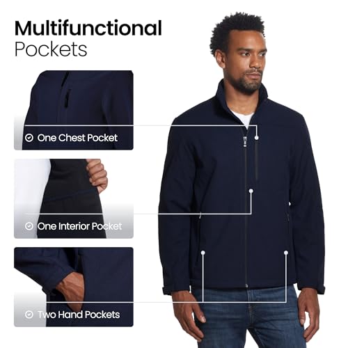 Weatherproof Men's Softshell Jacket for Men, Wind & Water Resistant, Breathable Midweight Outdoor Coat, Lightweight Windbreaker for Spring, Fall & Winter - Navy Large - Image 5