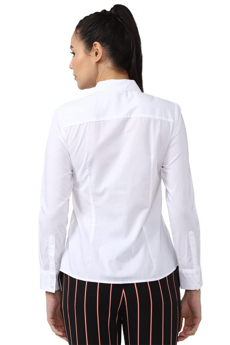 Van Heusen Women Cotton Blend Solid Regular Fit Shirt (VWSFCRGBU86024_White L) - Image 3