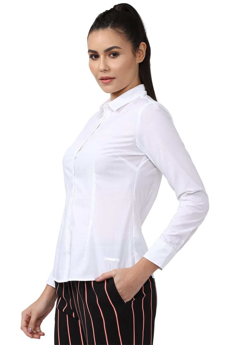 Van Heusen Women Cotton Blend Solid Regular Fit Shirt (VWSFCRGBU86024_White L) - Image 2