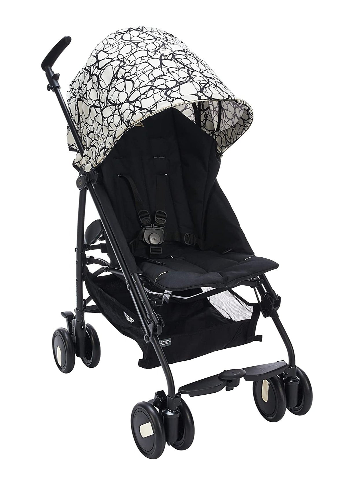Pliko Mini Lightweight Compact Umbrella-Fold Stroller, Approved from Birth to 22 kg, Smooth Suspension Wheels, Reclining Backrest, Easy Upright Fold & Ergonomic Handles,Black/Gold/White