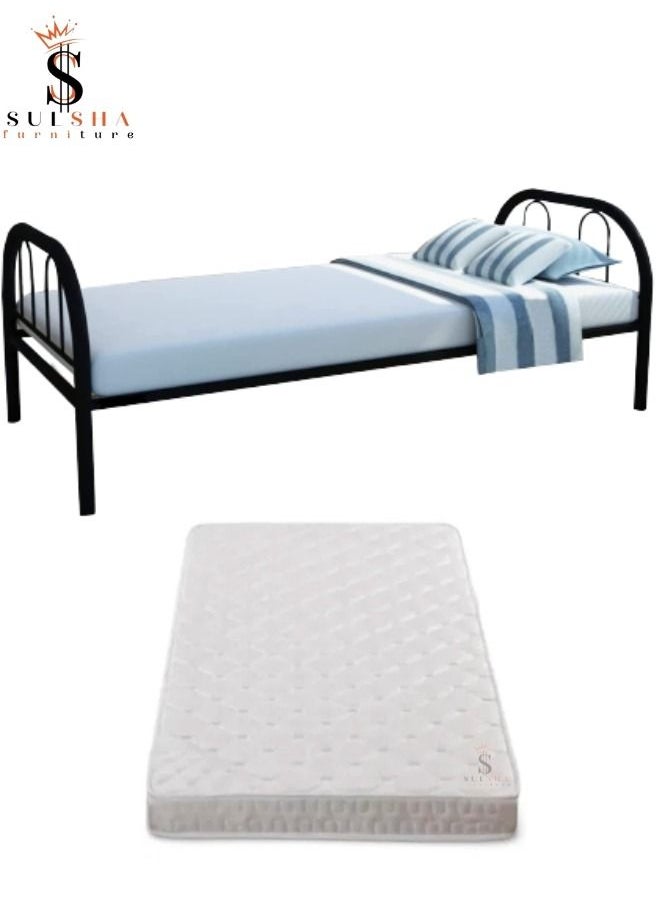 SULSHA Heavy Duty Single Steel Bed With Medical Mattress Black  - Image 1