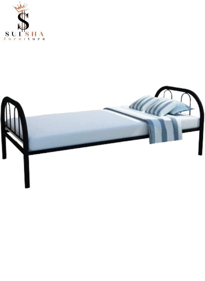 SULSHA Heavy Duty Single Steel Bed With Medical Mattress Black  - Image 2